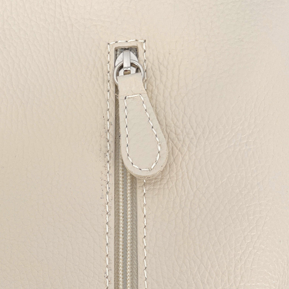 Sac HOBO en cuir grainé MANDALAY Beige crème