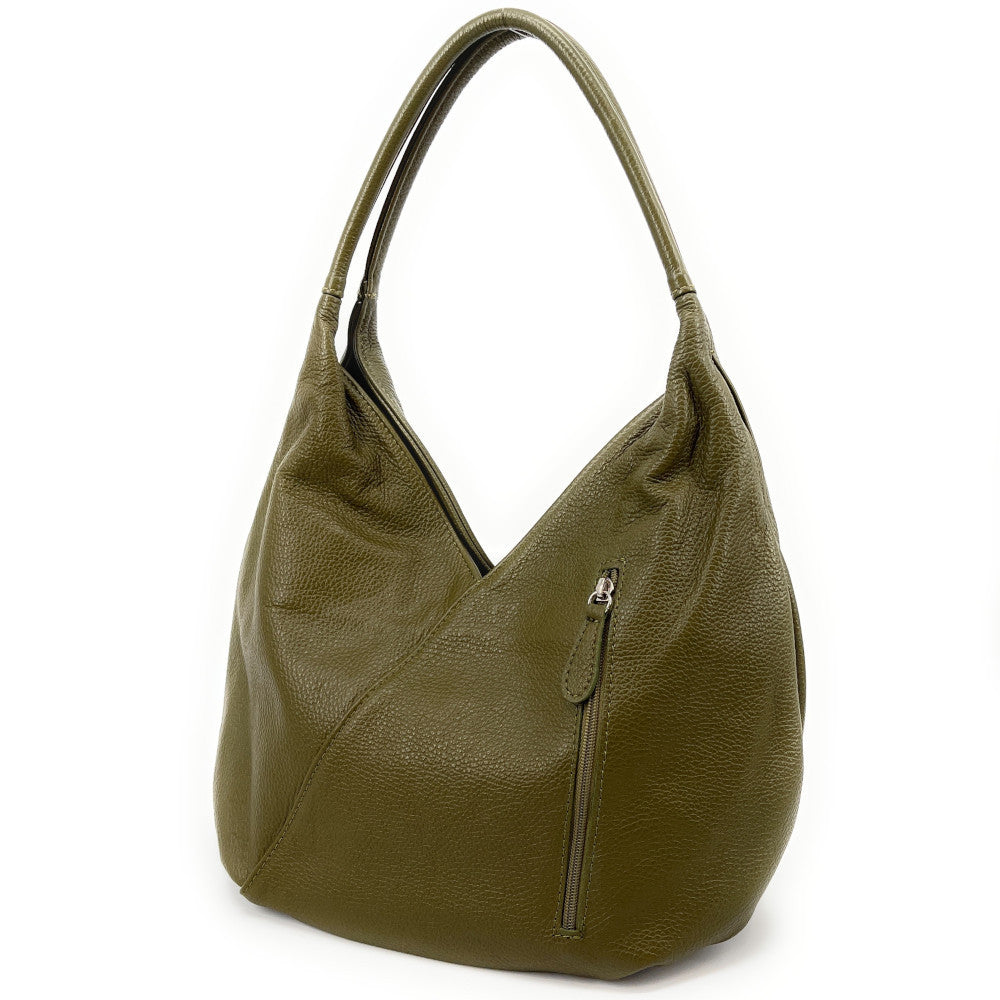 Sac HOBO en cuir grainé MANDALAY Kaki