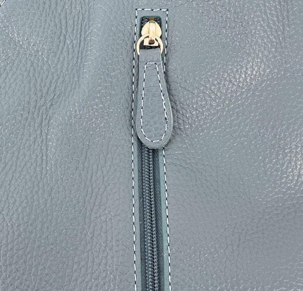 Sac HOBO en cuir grainé MANDALAY Bleu glacier