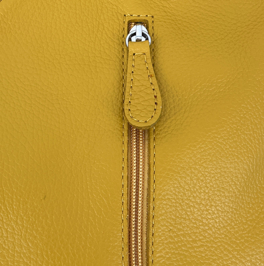 Sac HOBO en cuir grainé MANDALAY Jaune Moutarde