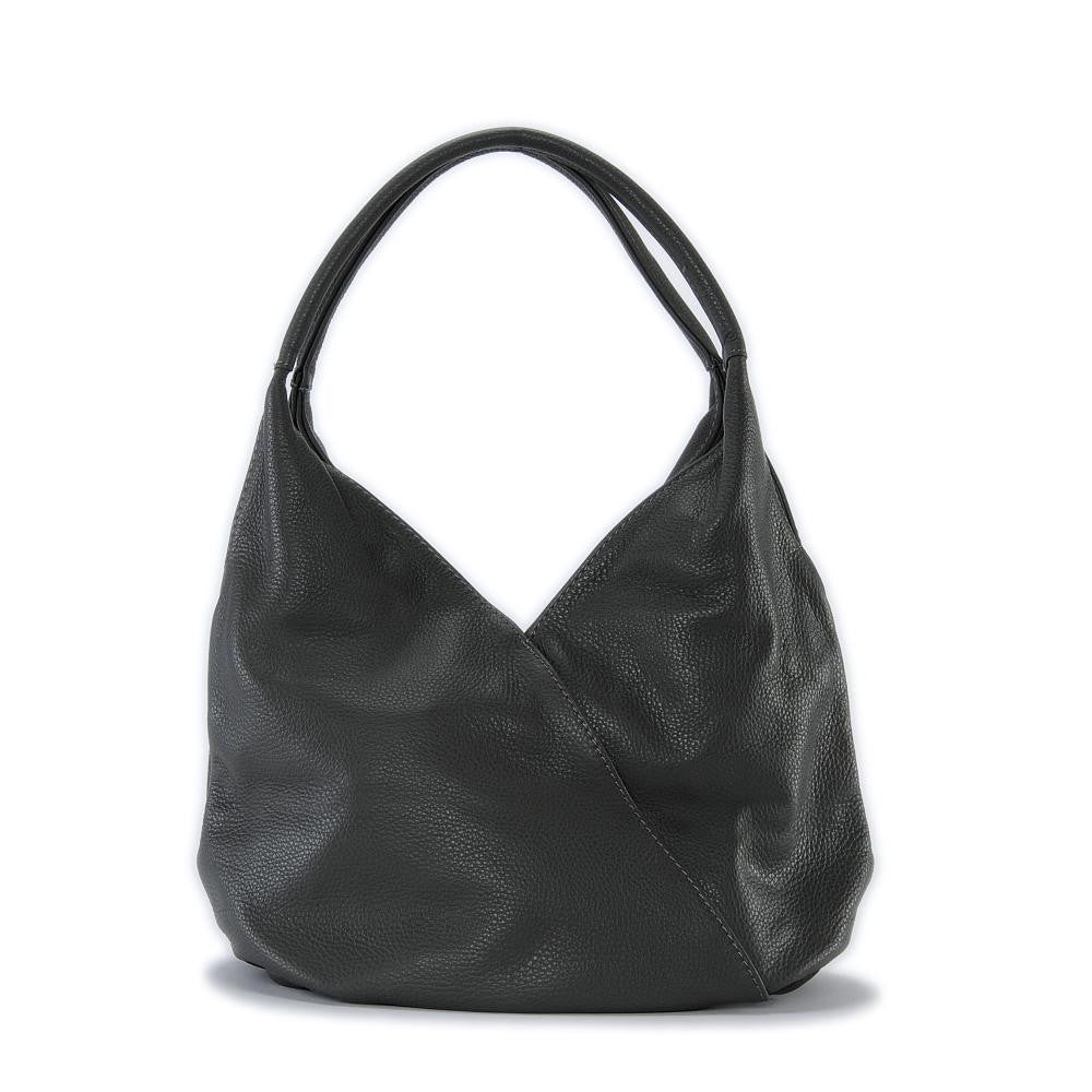 Sac HOBO en cuir grainé MANDALAY Gris foncé