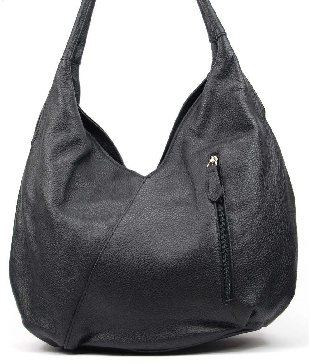 Sac HOBO en cuir grainé MANDALAY Noir
