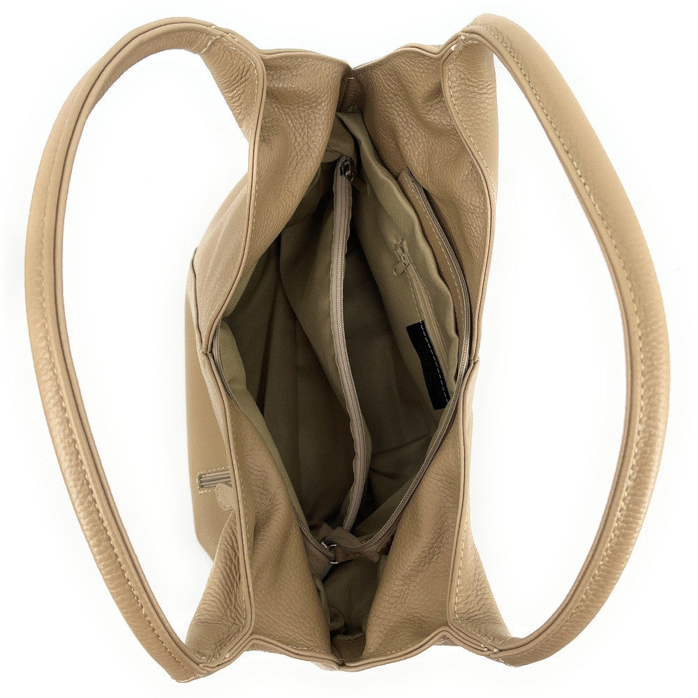 Sac HOBO en cuir grainé MANDALAY Taupe