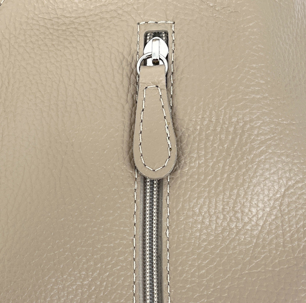 Sac HOBO en cuir grainé MANDALAY Taupe