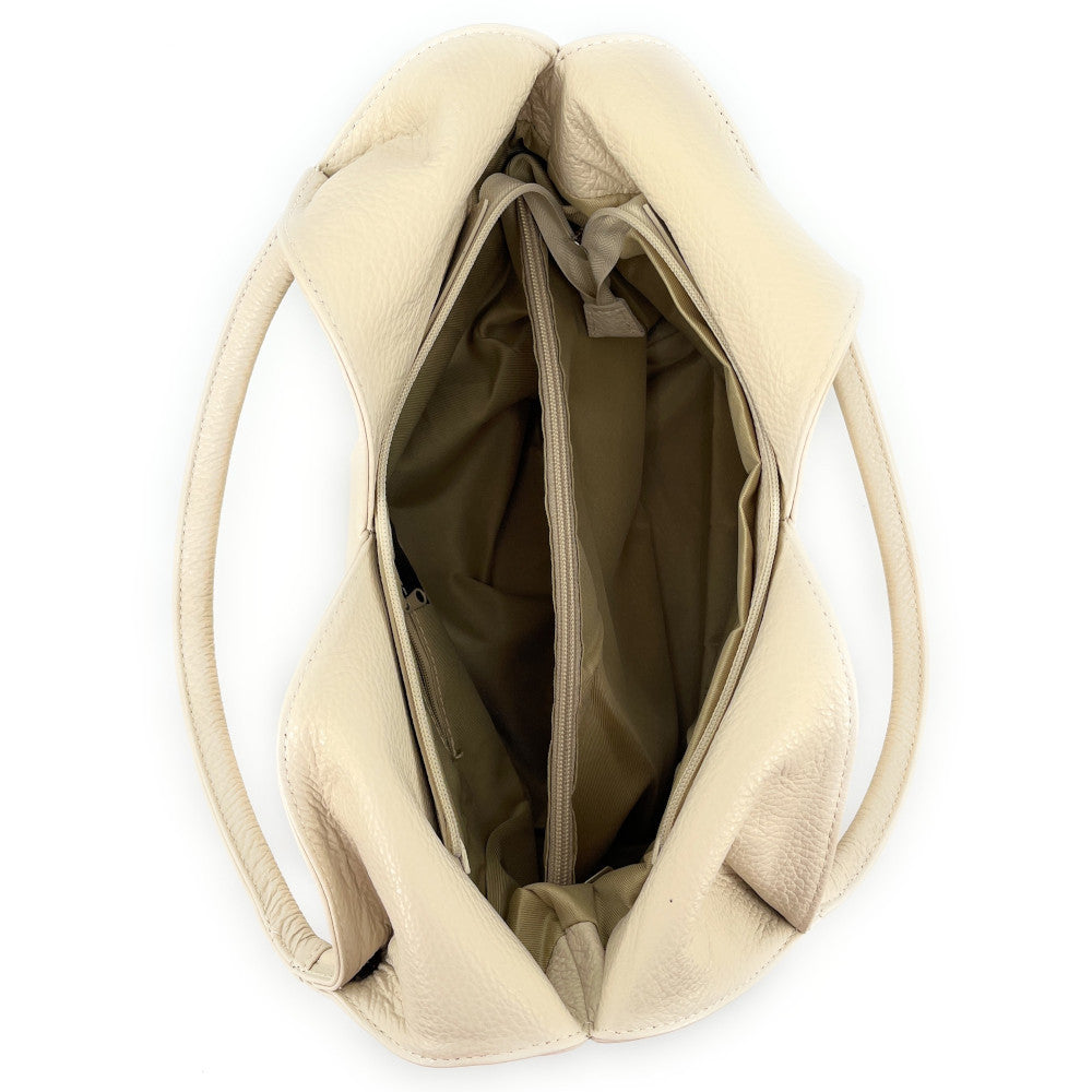 Sac HOBO en cuir grainé MANDALAY Beige crème