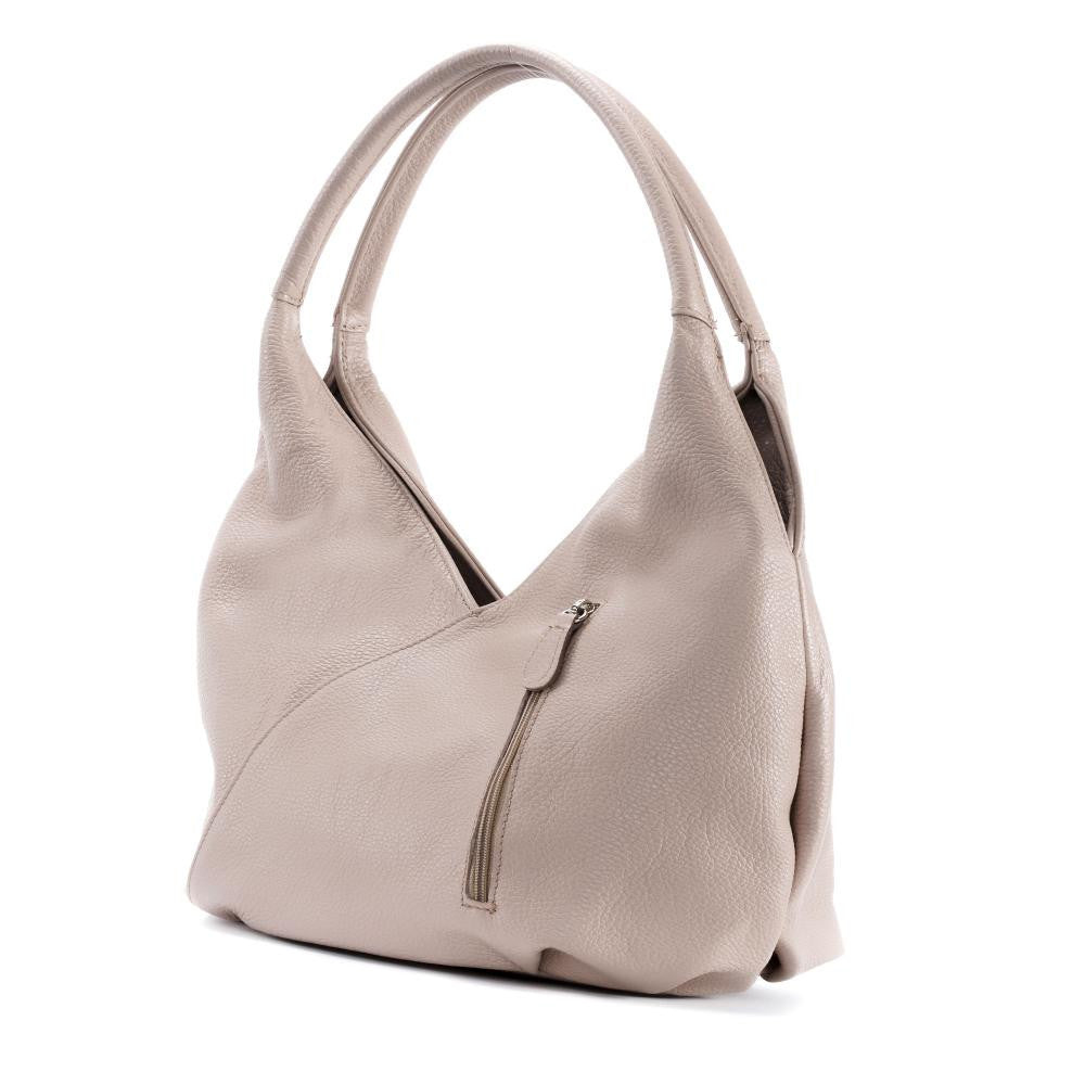Sac HOBO en cuir grainé MANDALAY Taupe clair