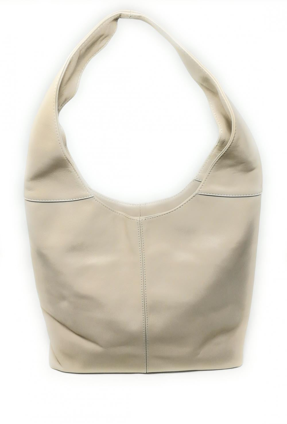Sac HOBO en cuir lisse NEW AGE Beige crème