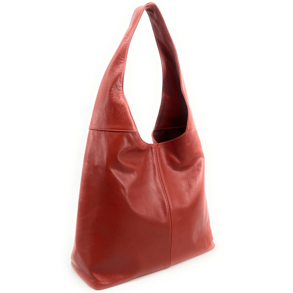 Sac HOBO en cuir lisse NEW AGE Rouge brique