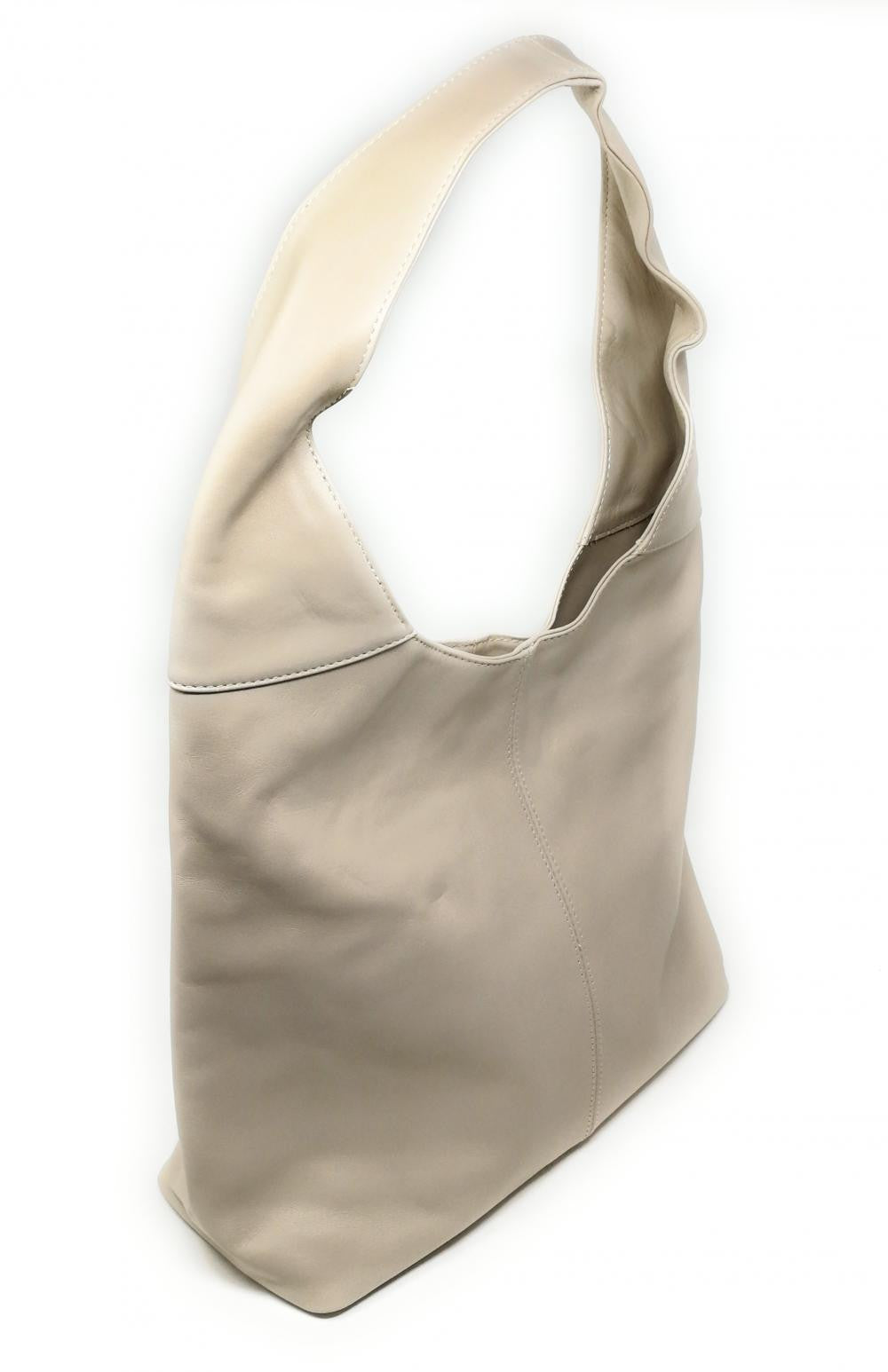 Sac HOBO en cuir lisse NEW AGE Beige crème