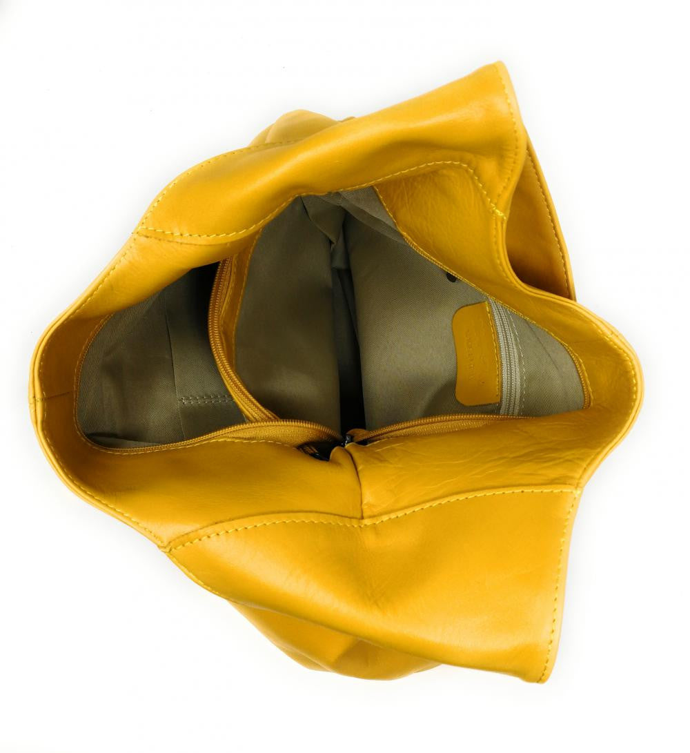 Sac HOBO en cuir lisse NEW AGE Jaune tournesol