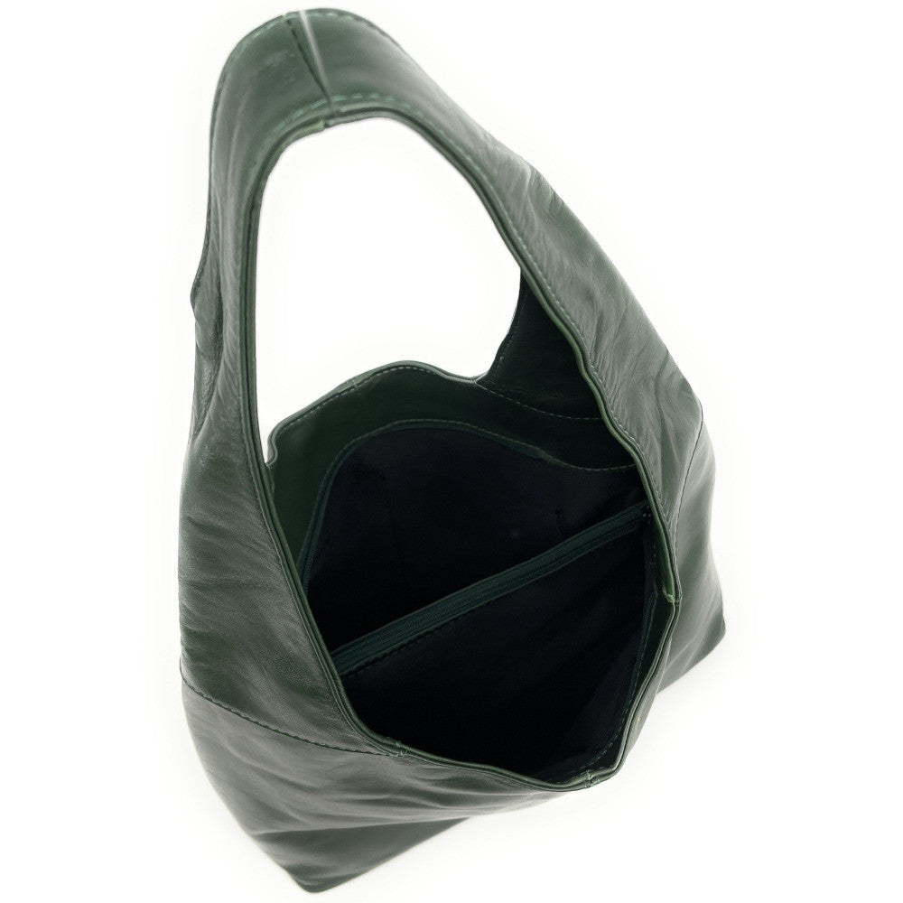 Sac HOBO en cuir lisse NEW AGE Vert forêt