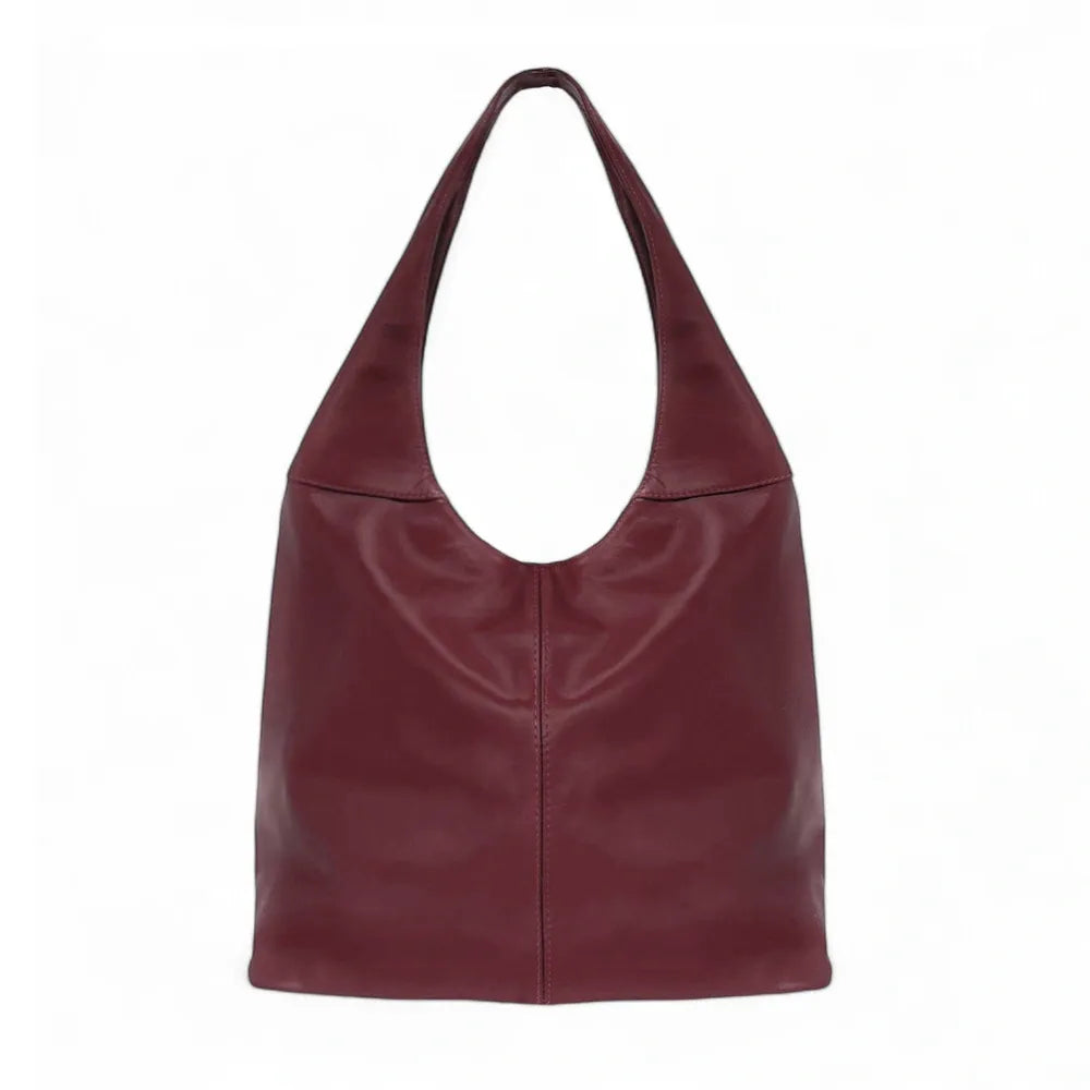 Sac HOBO en cuir lisse NEW AGE Rouge bordeaux