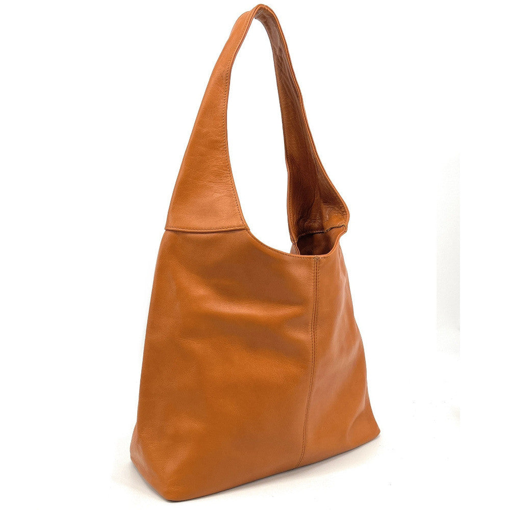Sac HOBO en cuir lisse NEW AGE Camel