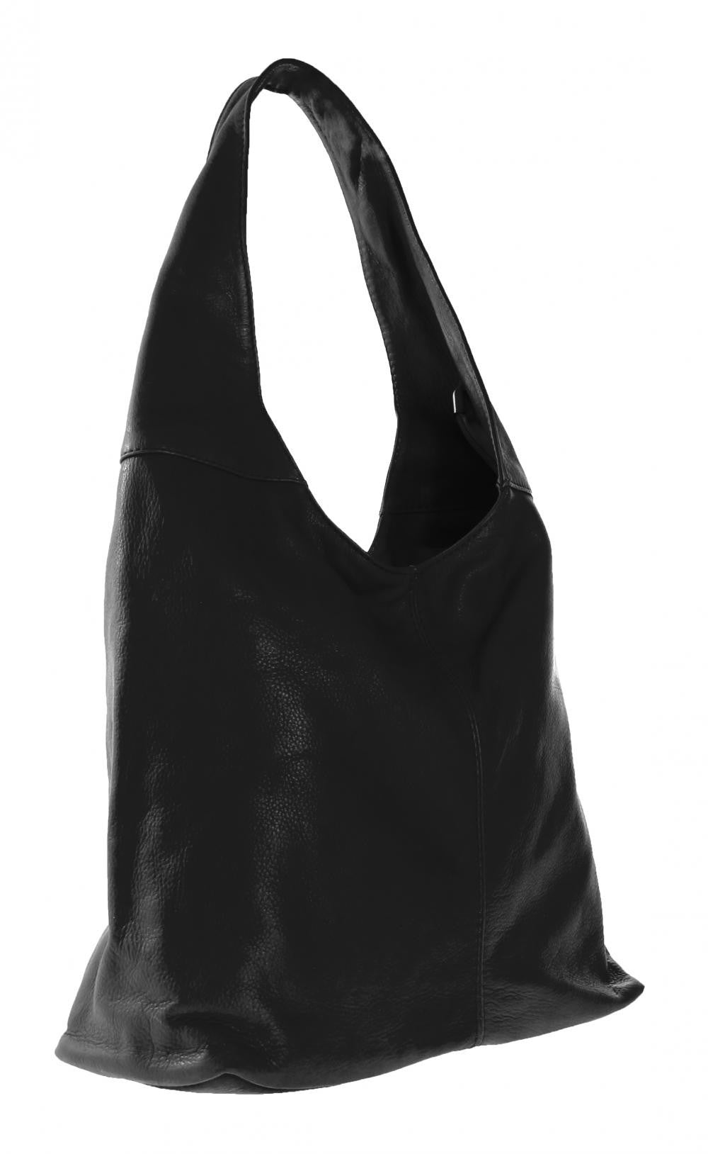 Sac HOBO en cuir lisse NEW AGE Noir