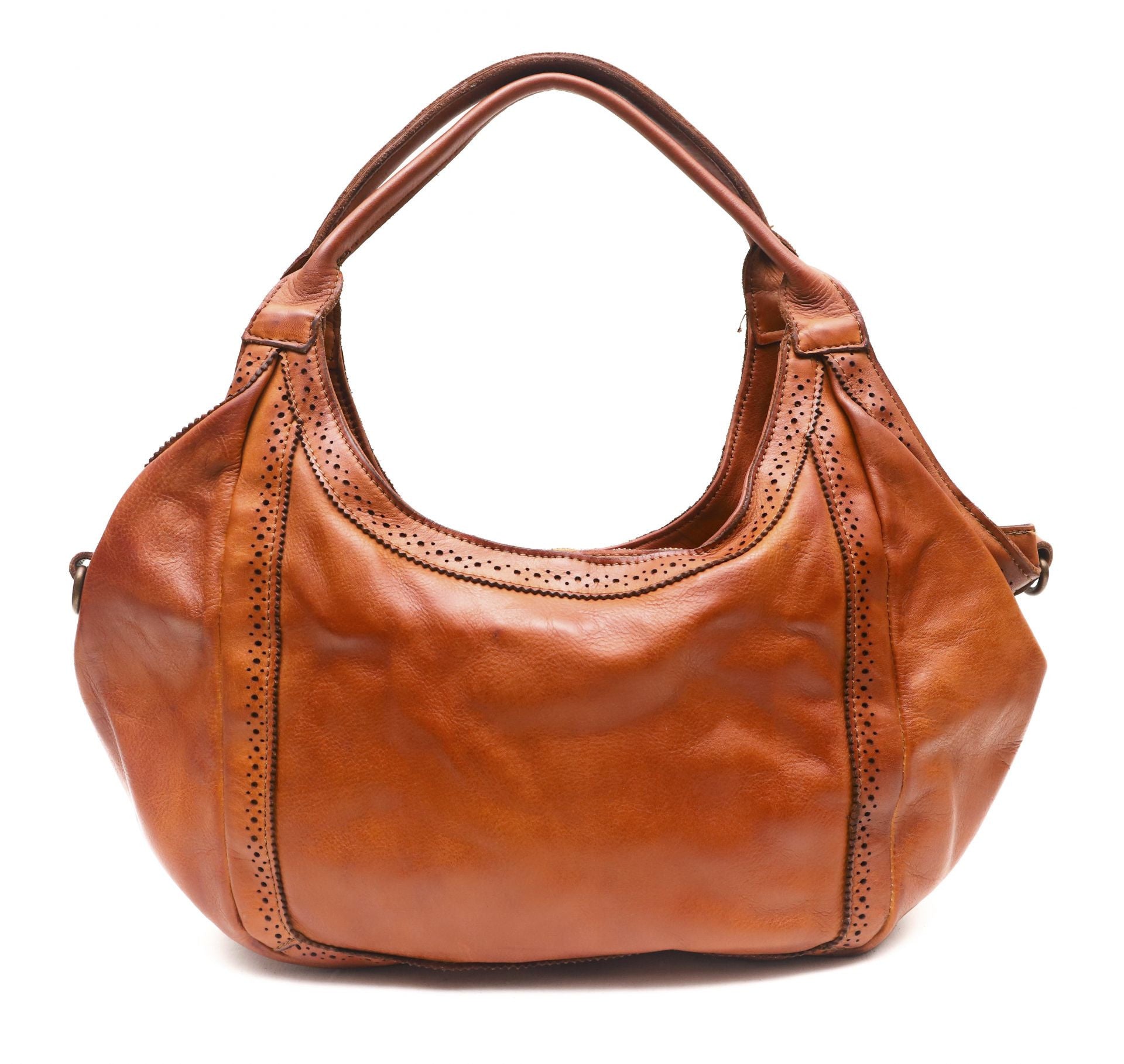 Sac HOBO en cuir vintage MISS DEBUSSY Camel foncé