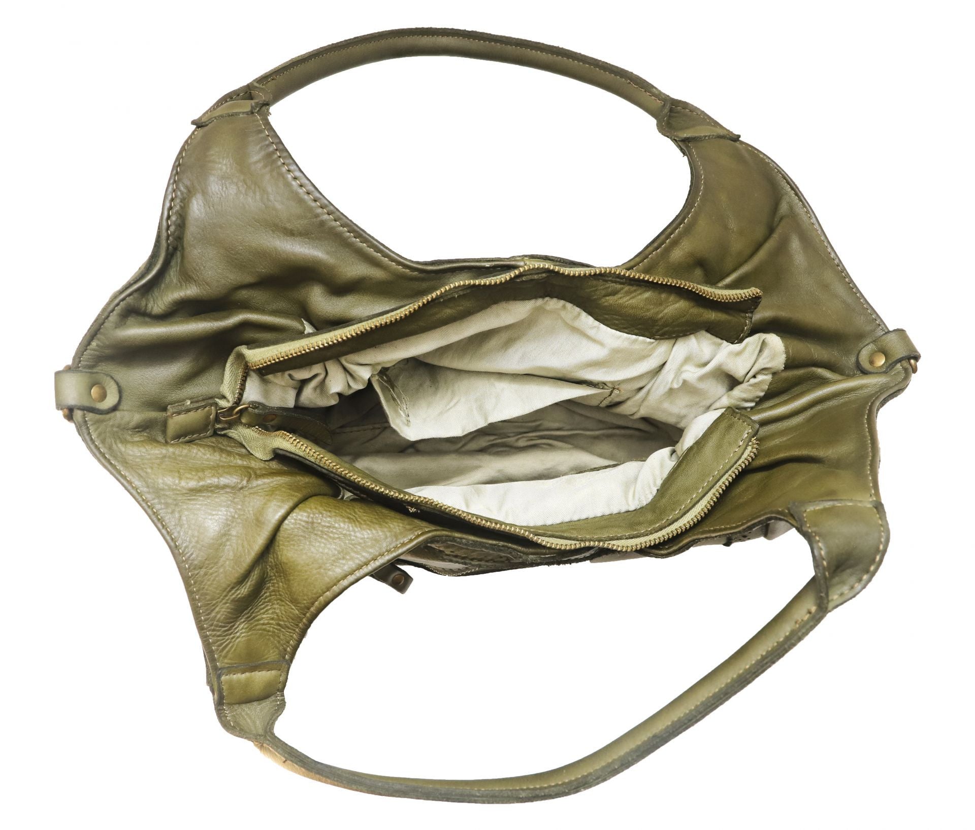 Sac HOBO en cuir vintage MISS DEBUSSY Kaki