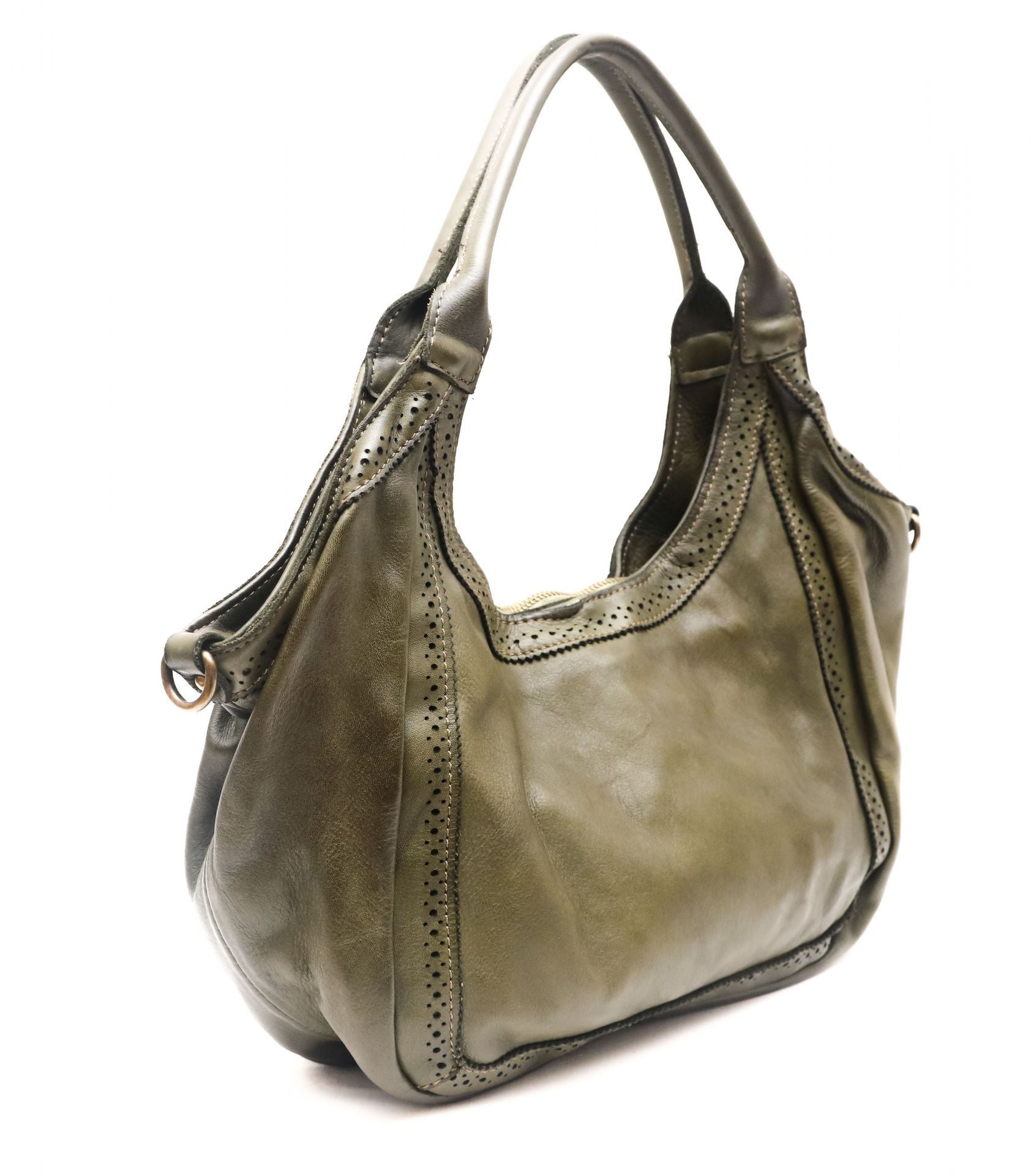 Sac HOBO en cuir vintage MISS DEBUSSY Kaki