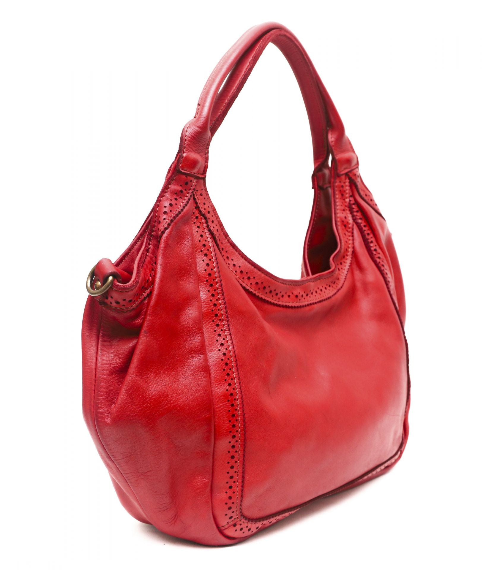 Sac HOBO en cuir vintage MISS DEBUSSY Rouge garance