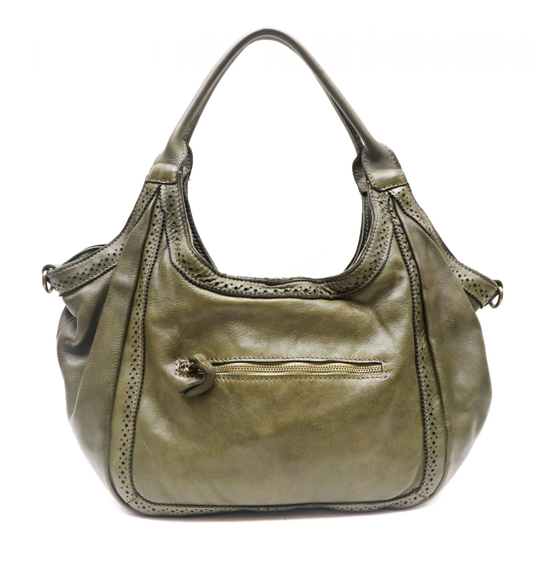 Sac HOBO en cuir vintage MISS DEBUSSY Kaki