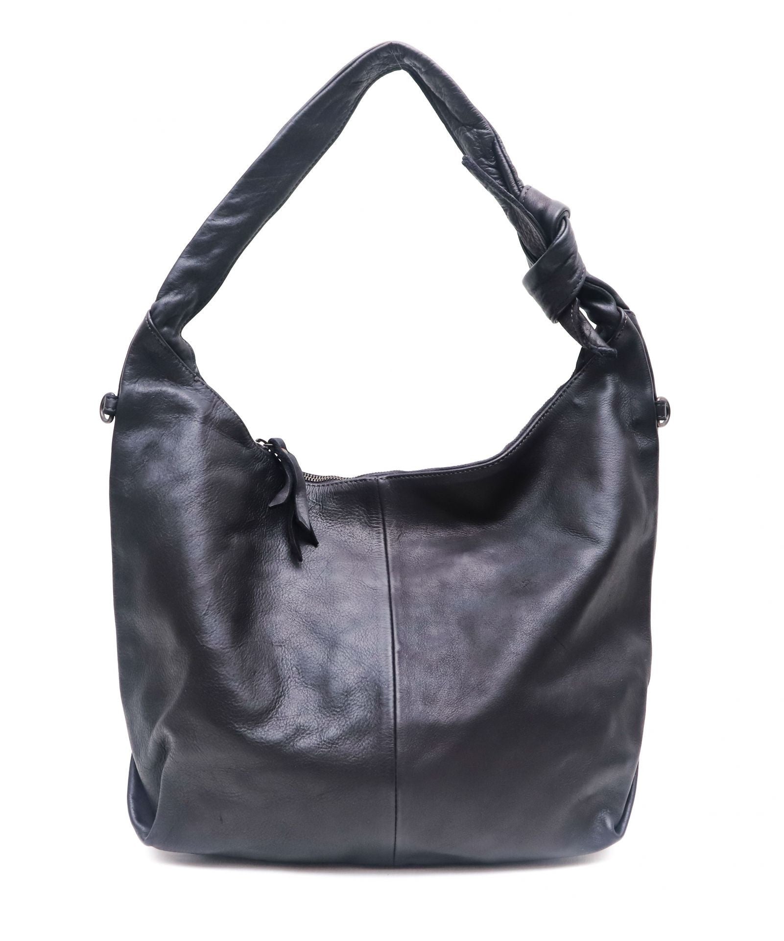 Sac HOBO en cuir vintage MISS HALONA Noir