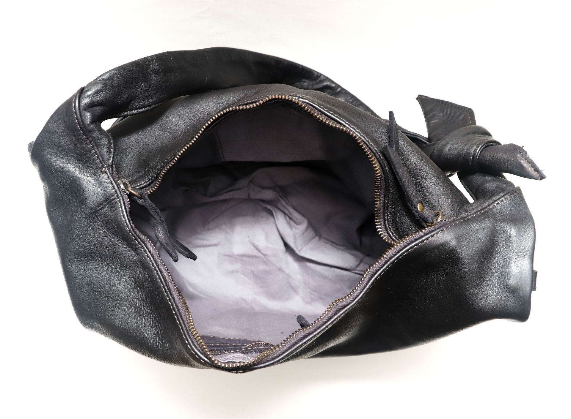 Sac HOBO en cuir vintage MISS HALONA Noir