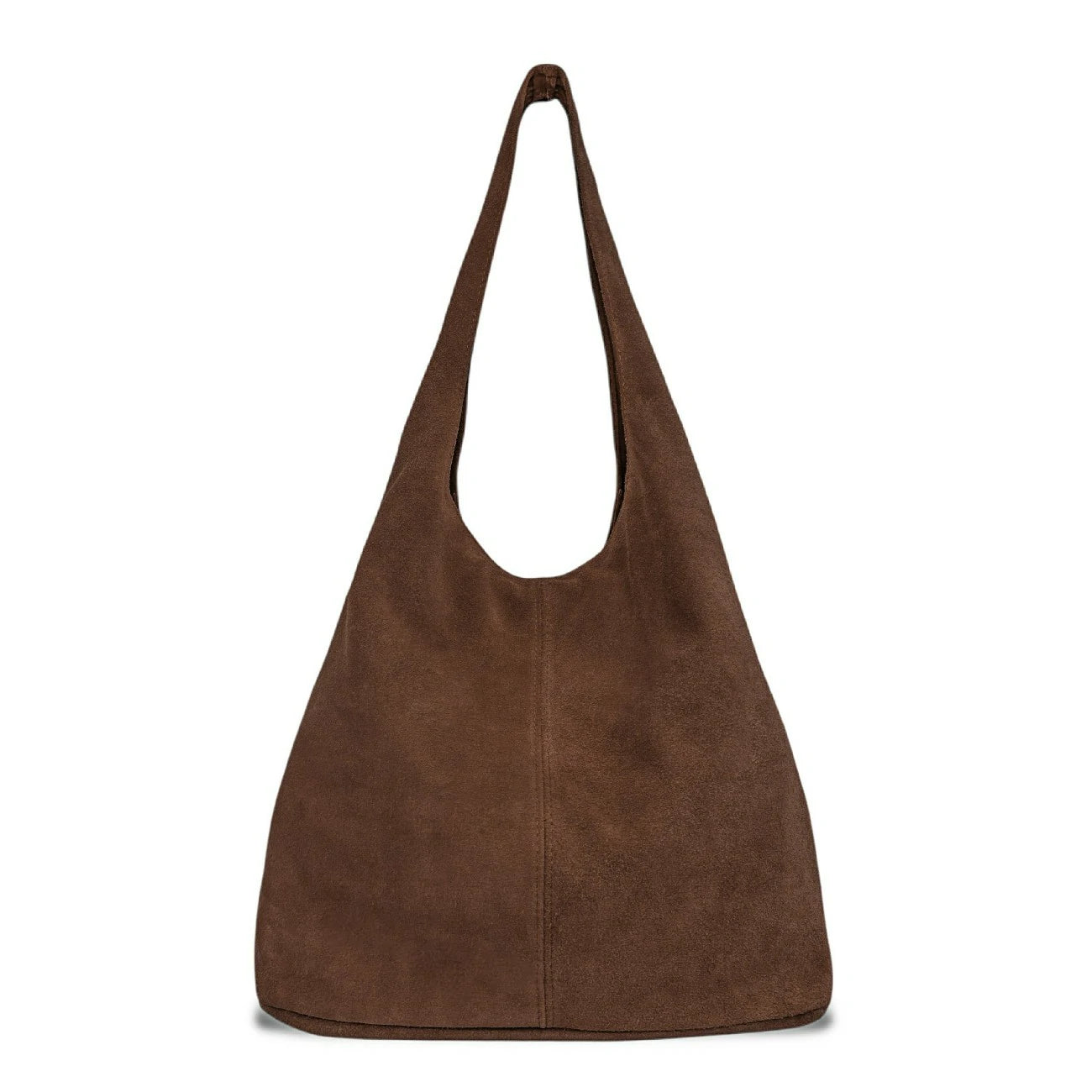 Sac à main de forme HOBO en daim EVA Châtaigne