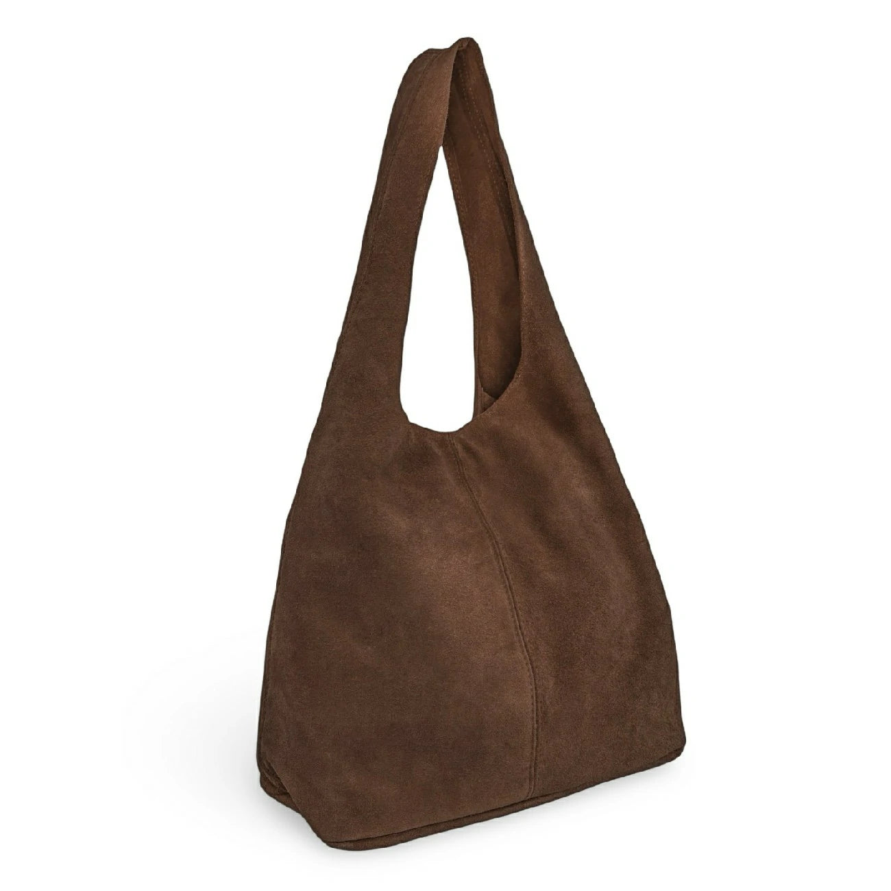 Sac à main de forme HOBO en daim EVA Châtaigne