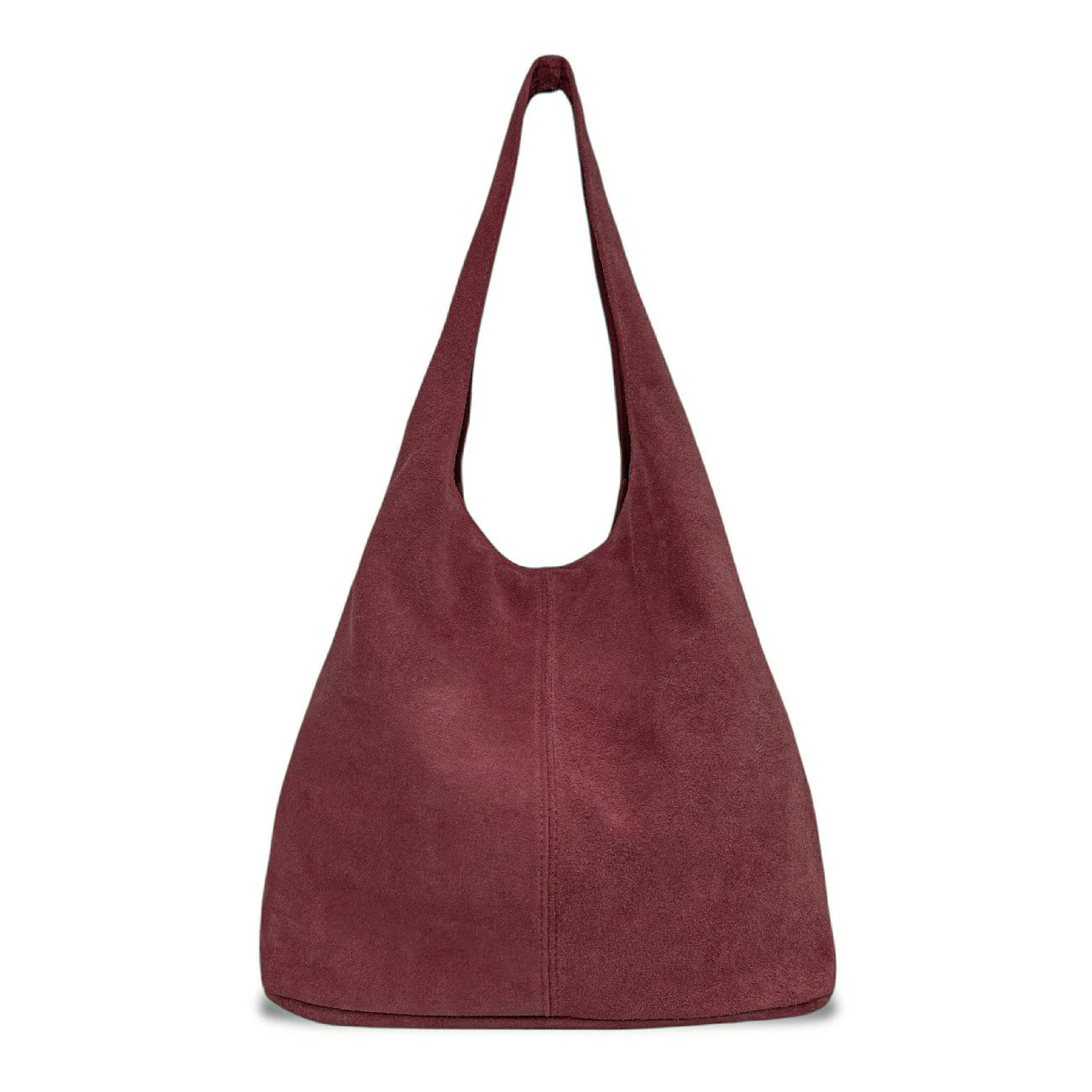 Sac à main de forme HOBO en daim épais EVA E.L. Burgundy