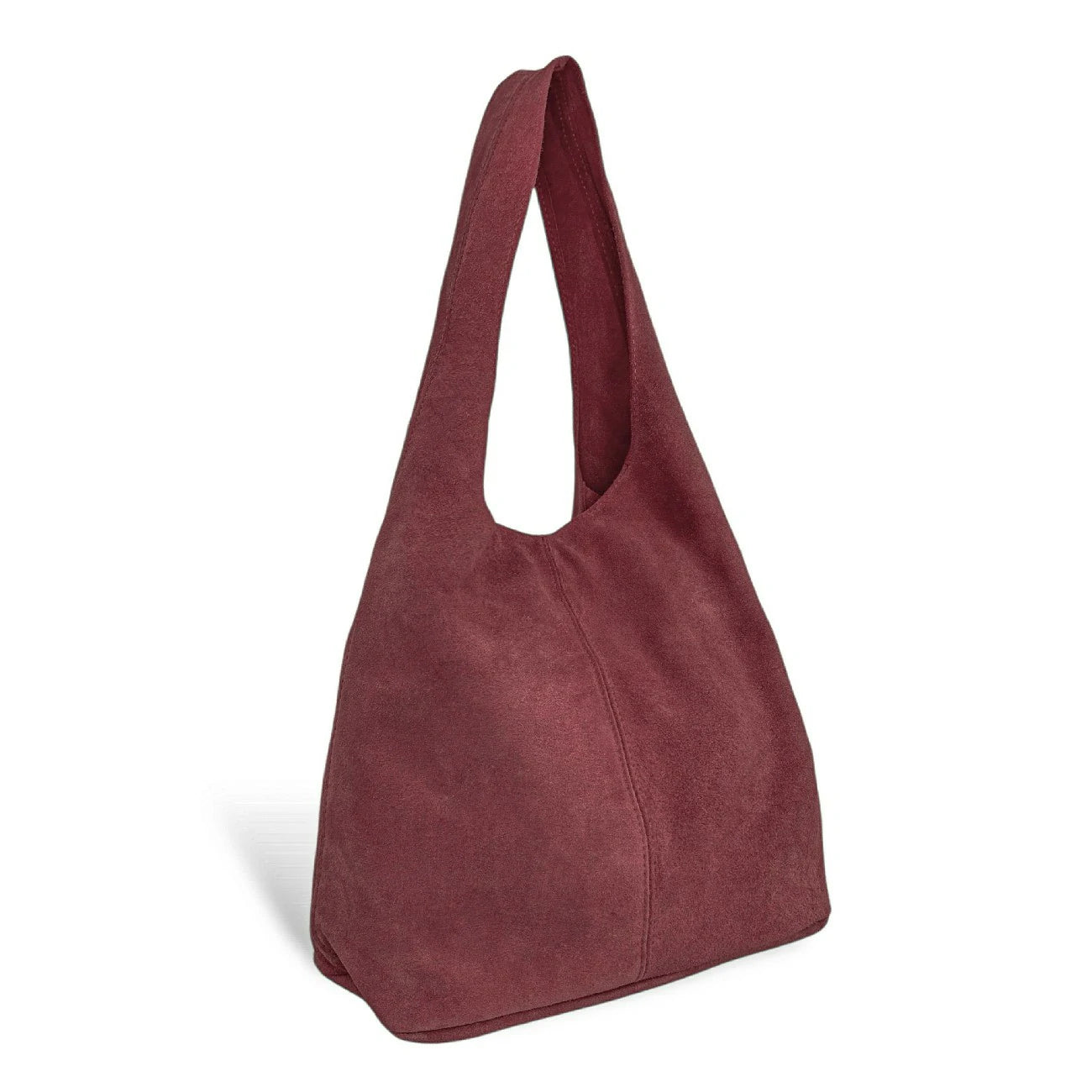 Sac à main de forme HOBO en daim épais EVA E.L. Burgundy