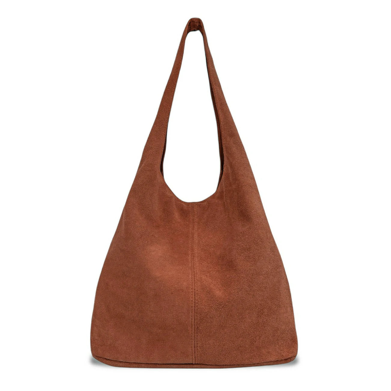 Sac à main de forme HOBO en daim épais EVA E.L. Terracotta