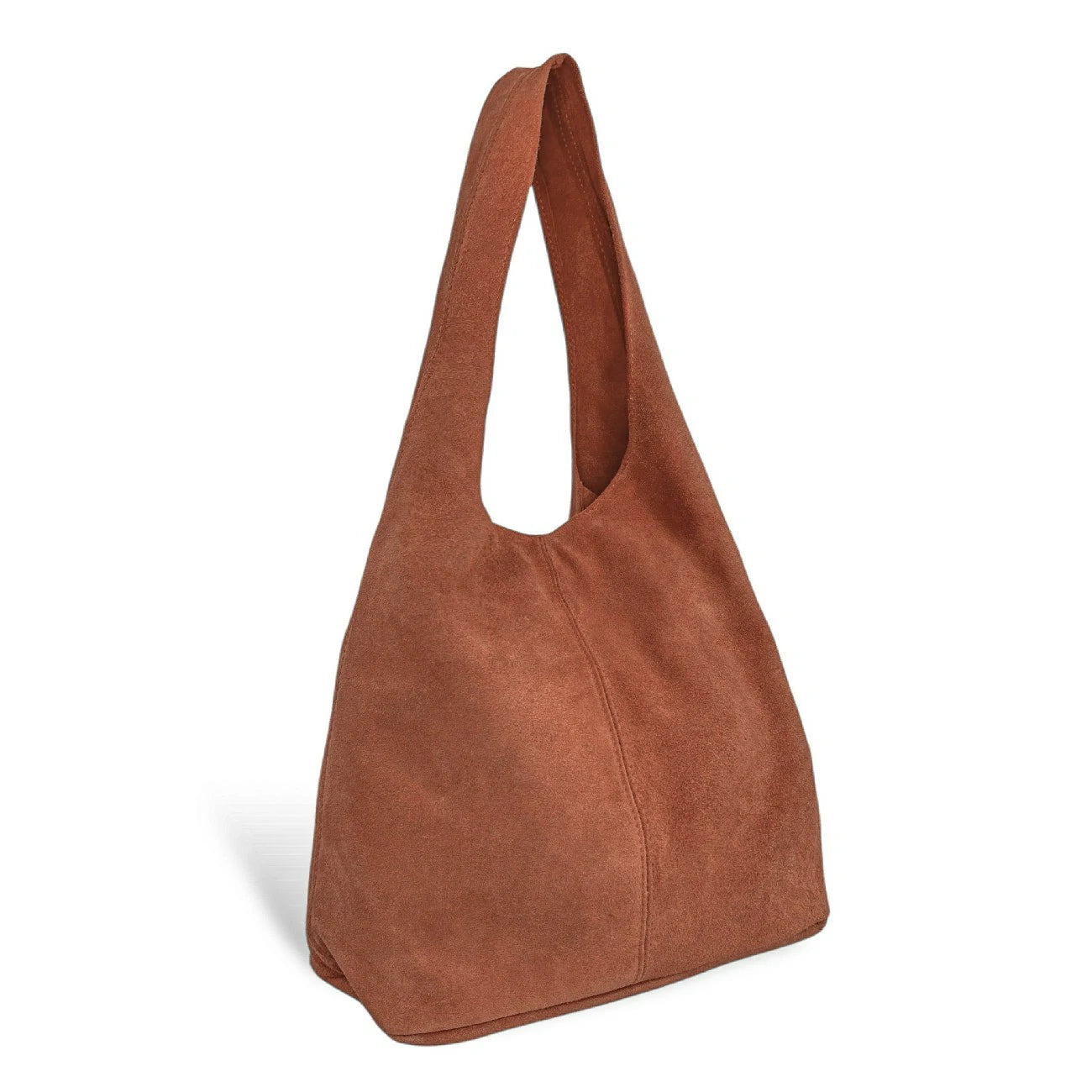 Sac à main de forme HOBO en daim épais EVA E.L. Terracotta