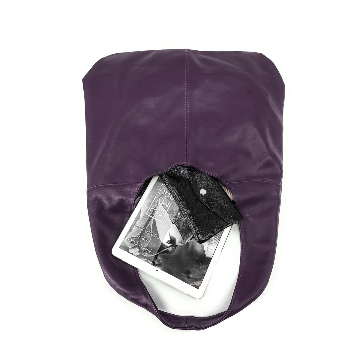 NEW AGE smooth leather hobo bag, Purple