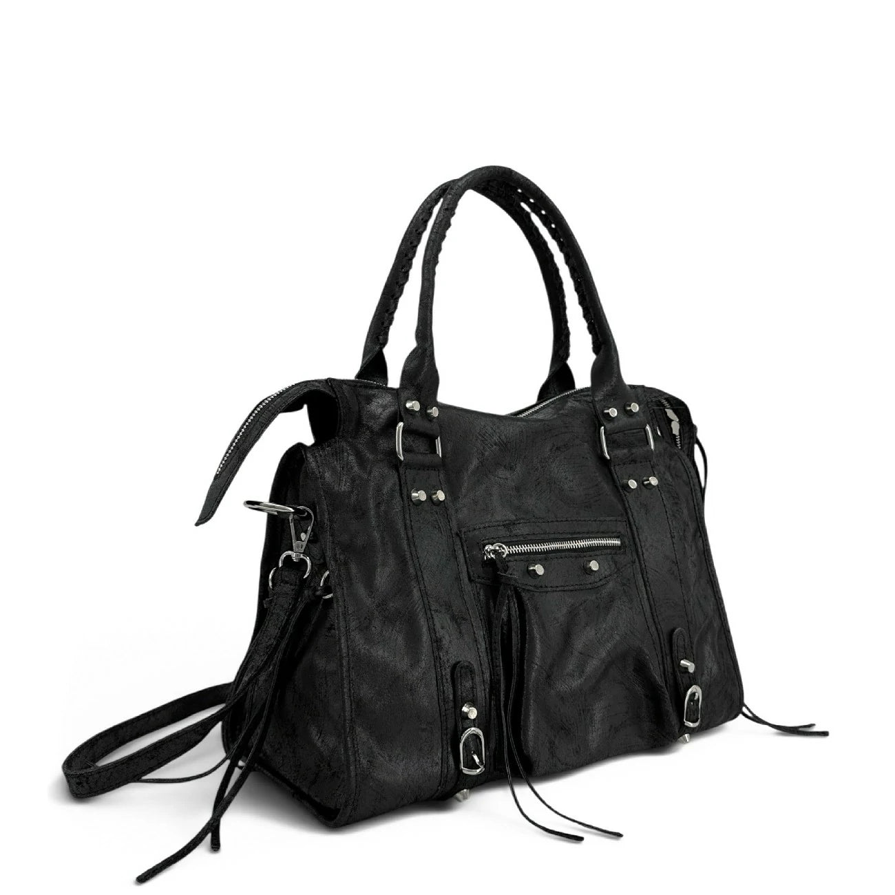 Bag main leather irisé and silver nails SANDSTORM SILVER Pale gold