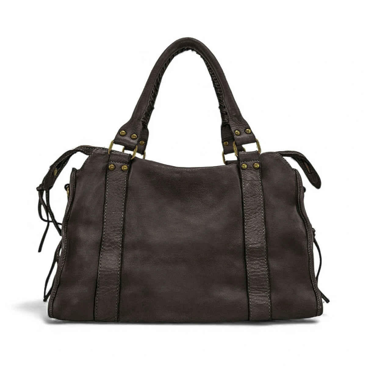 Sac à main en cuir vintage MISS STORM Chocolat