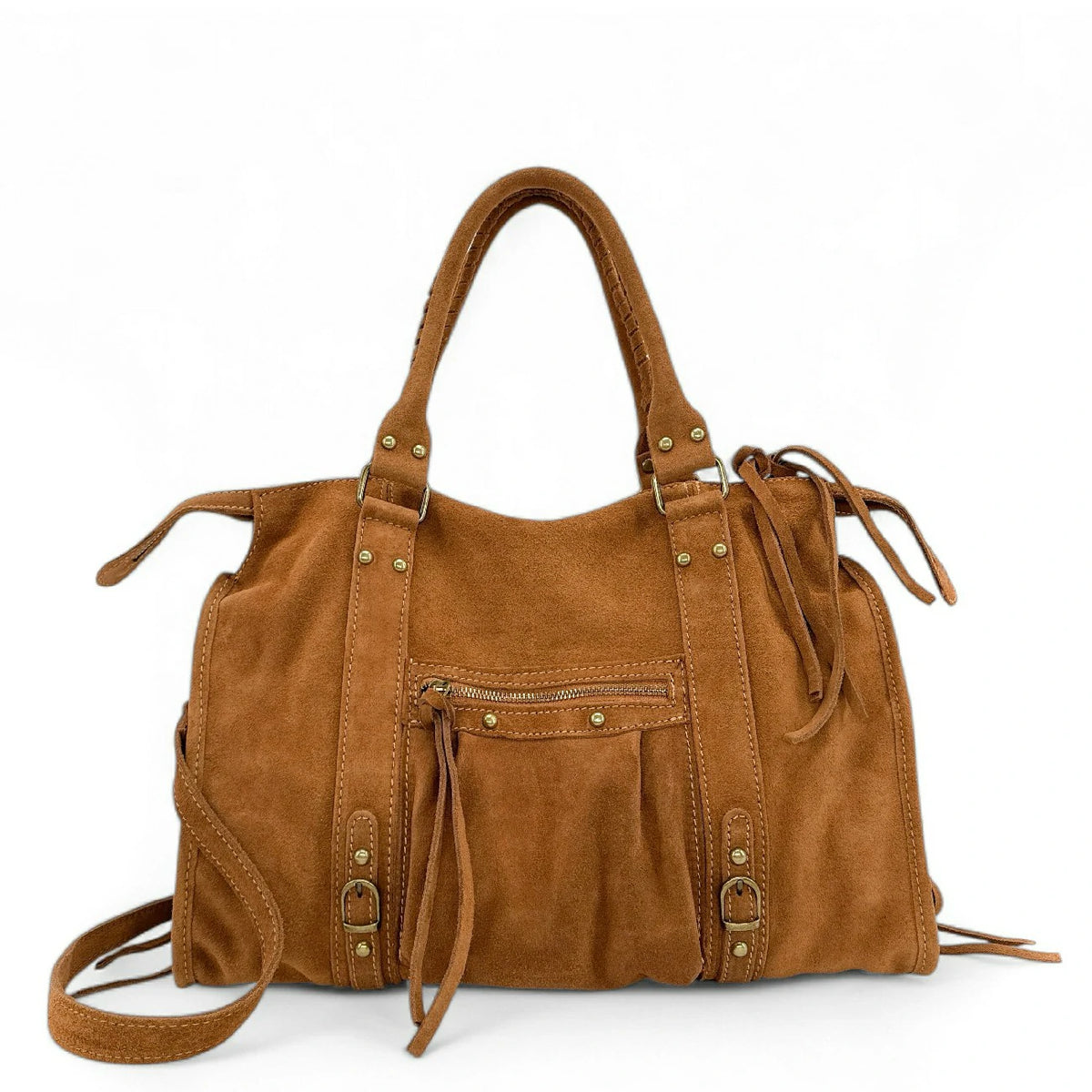 Bolso de mano de ante STORM SUEDE Marrón camel oscuro