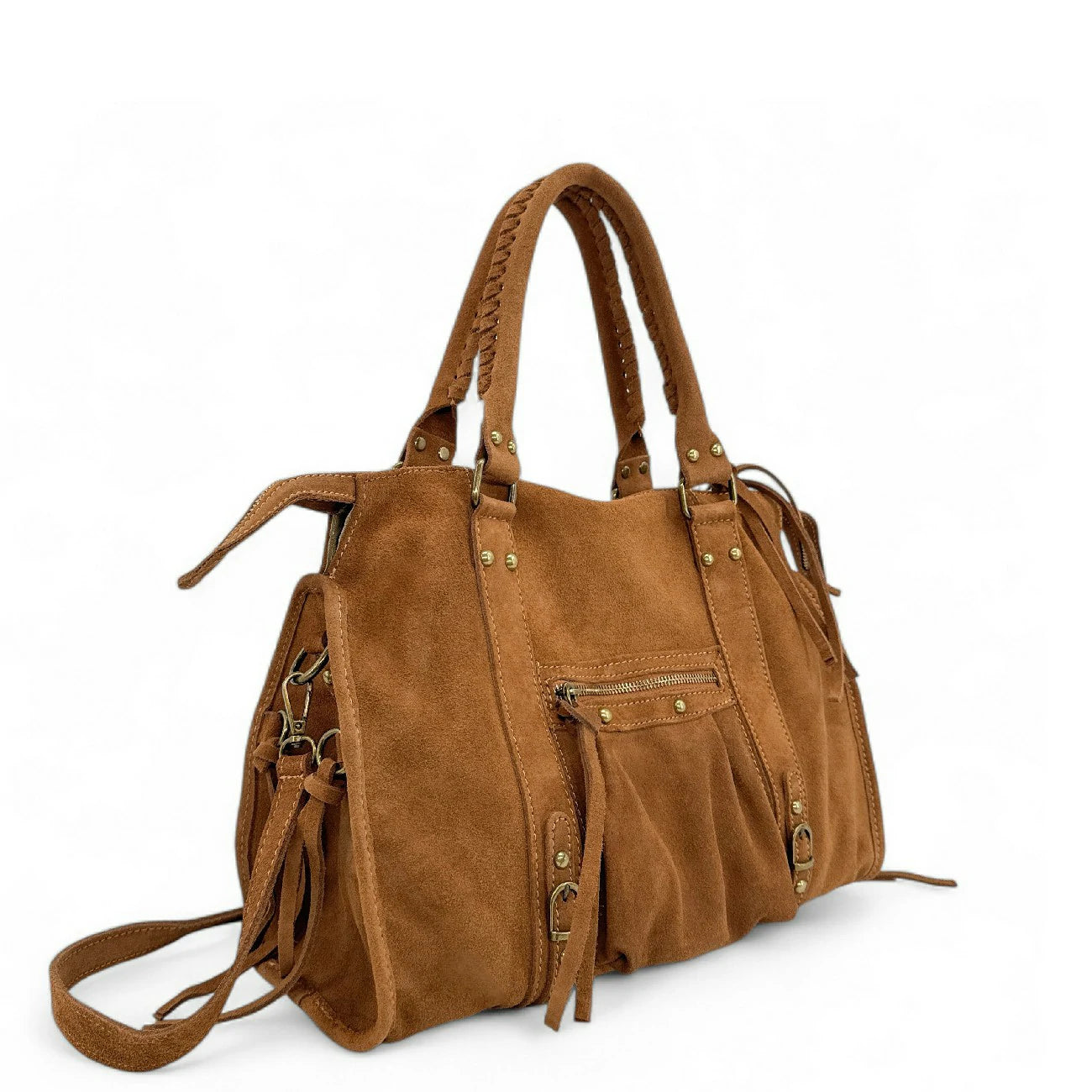 Sac à main en daim STORM SUEDE Camel foncé