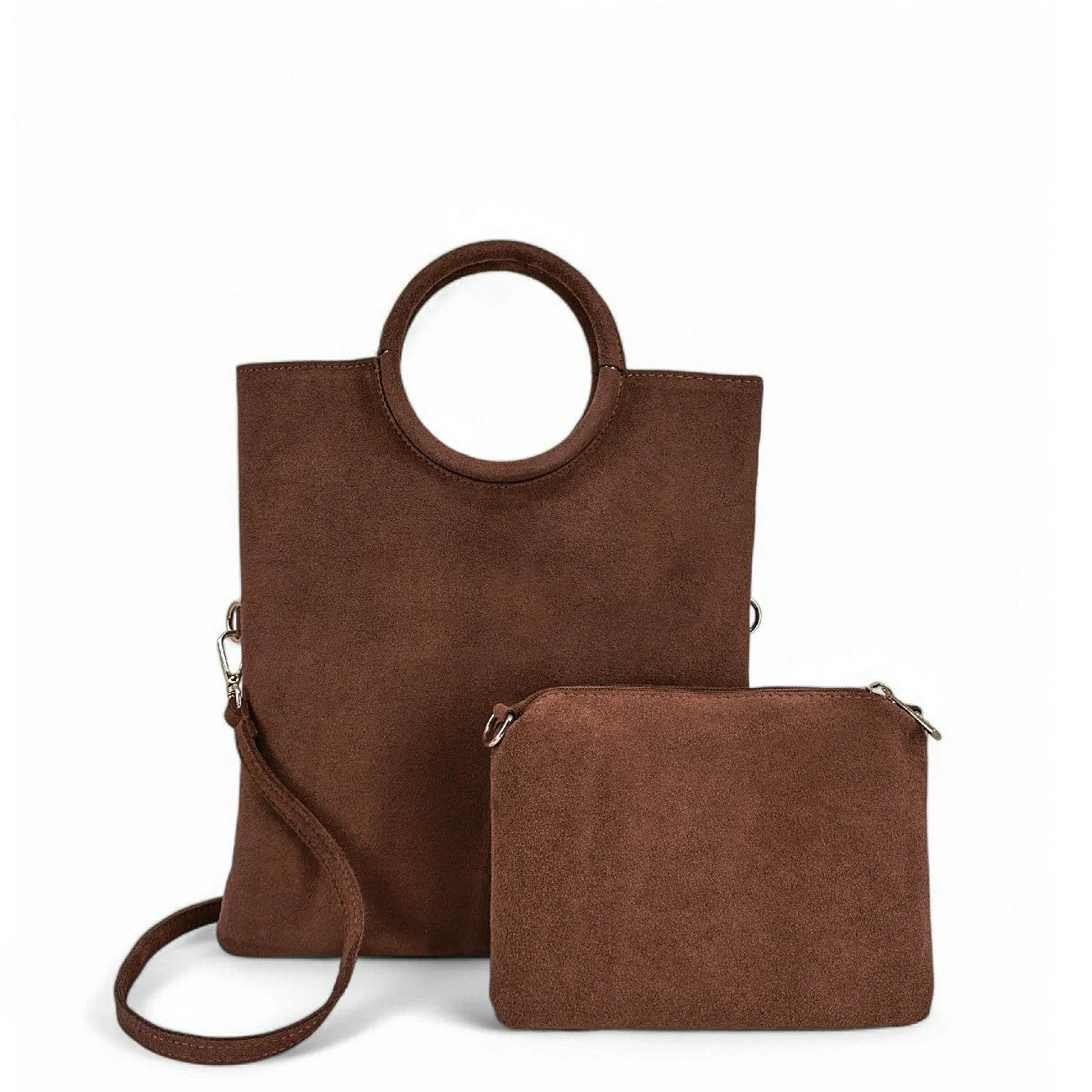 Sac à main en daim CHARLOTTE Châtaigne