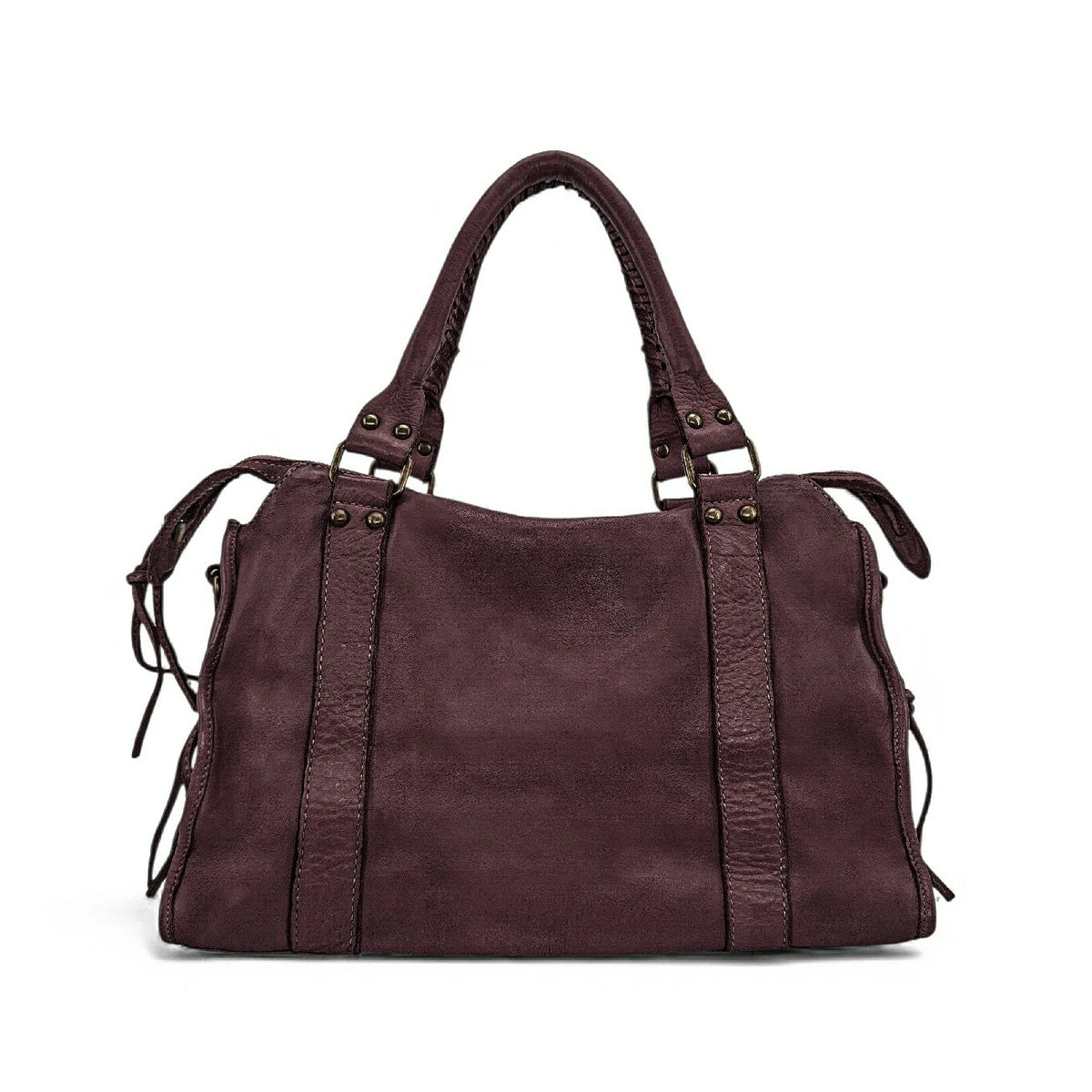 MISS STORM Vintage Leather Handbag in Burgundy Red