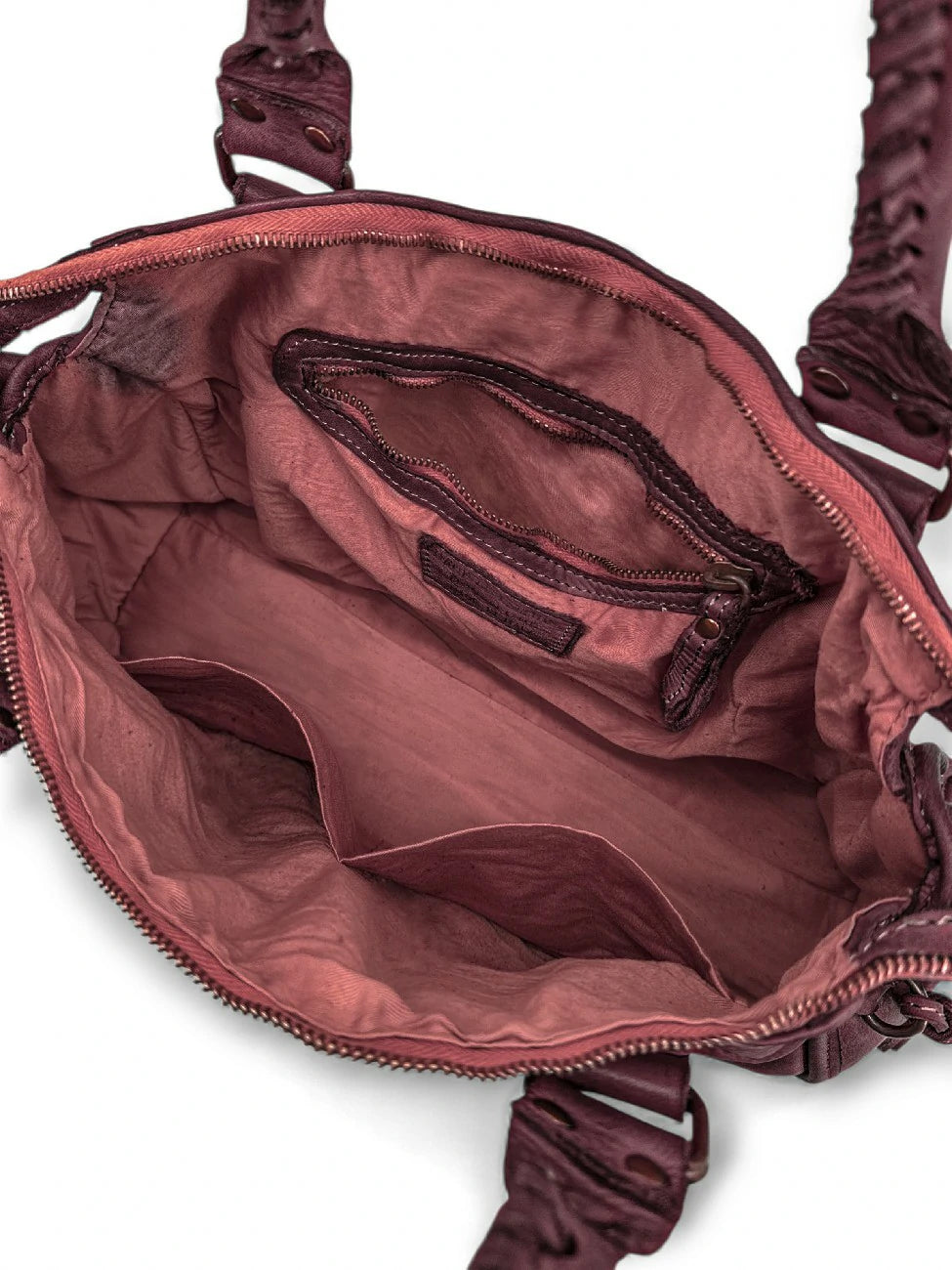 MISS STORM Vintage Leather Handbag in Burgundy Red
