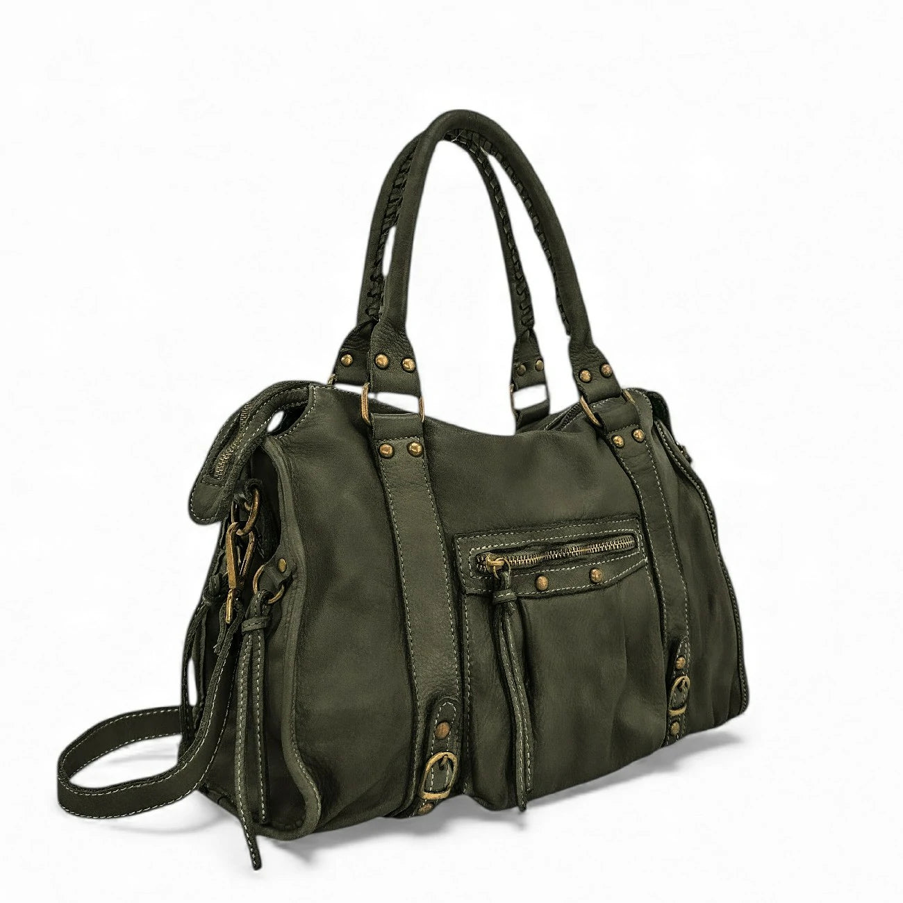 Borsa main pelle vintage MISS STORM Cachi