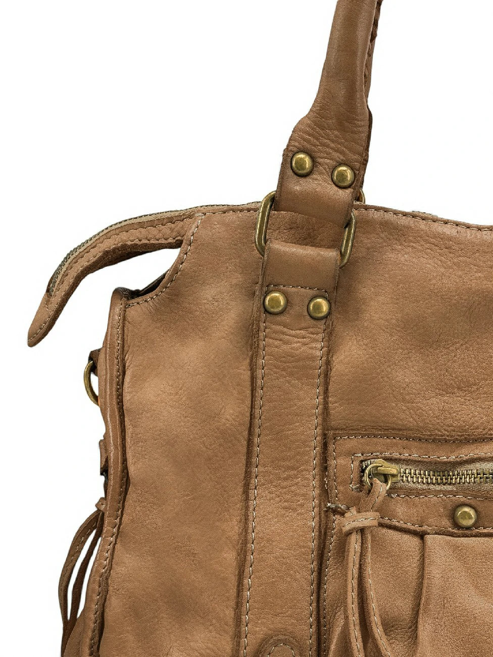 MISS STORM Taupe vintage leather handbag