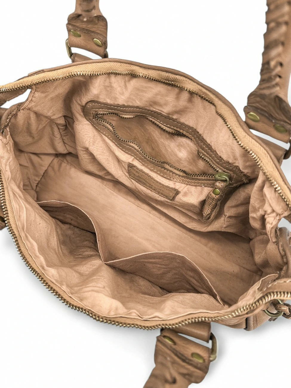 MISS STORM Taupe vintage leather handbag