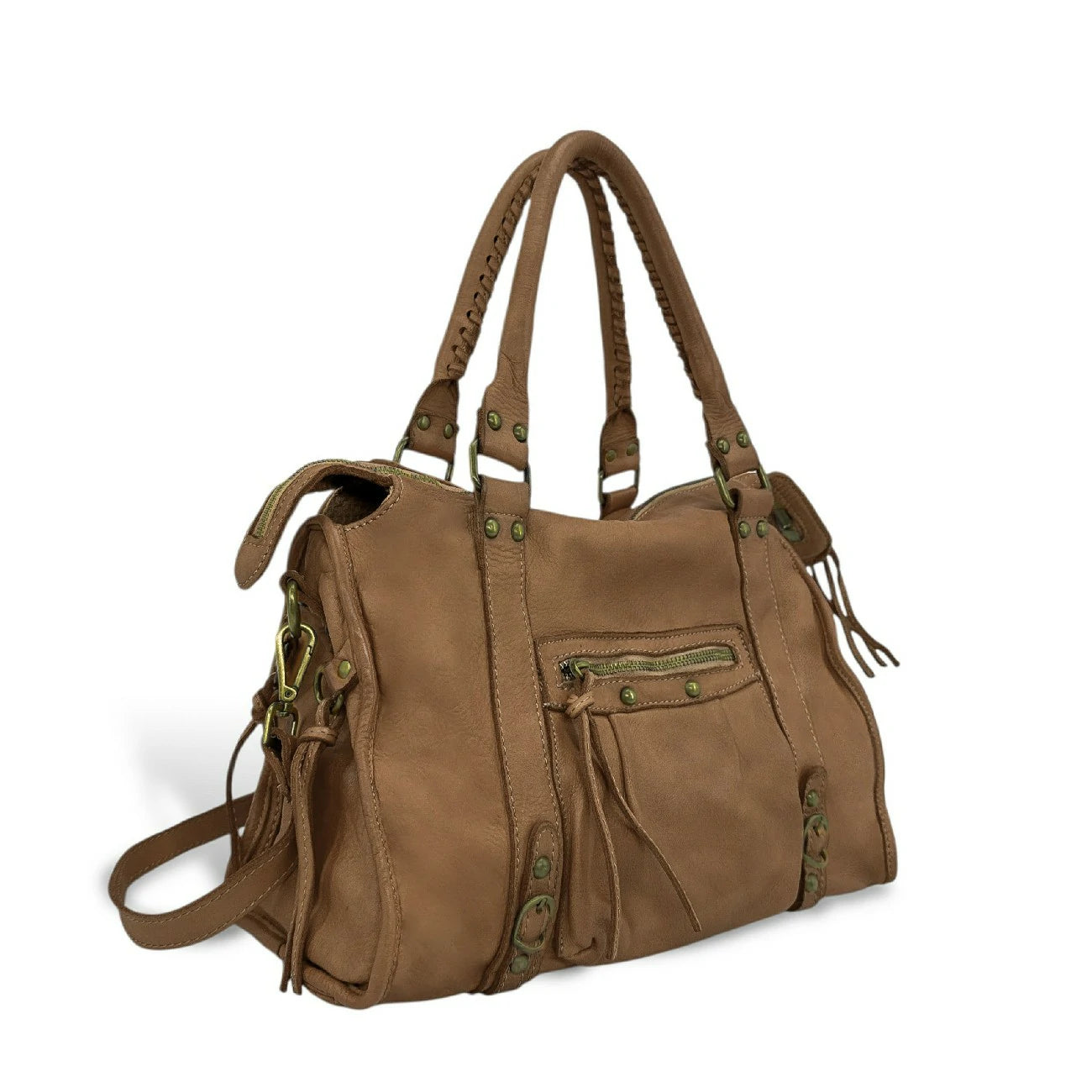 Borsa main pelle vintage MISS STORM Mole scura