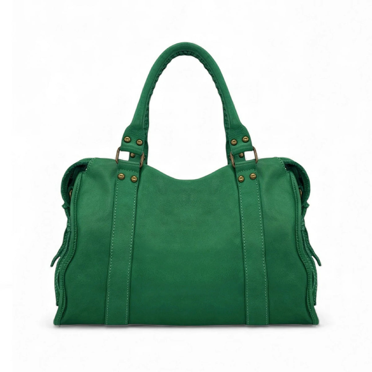 Handtasche aus Vintage-Leder MISS STORM Englischgrün