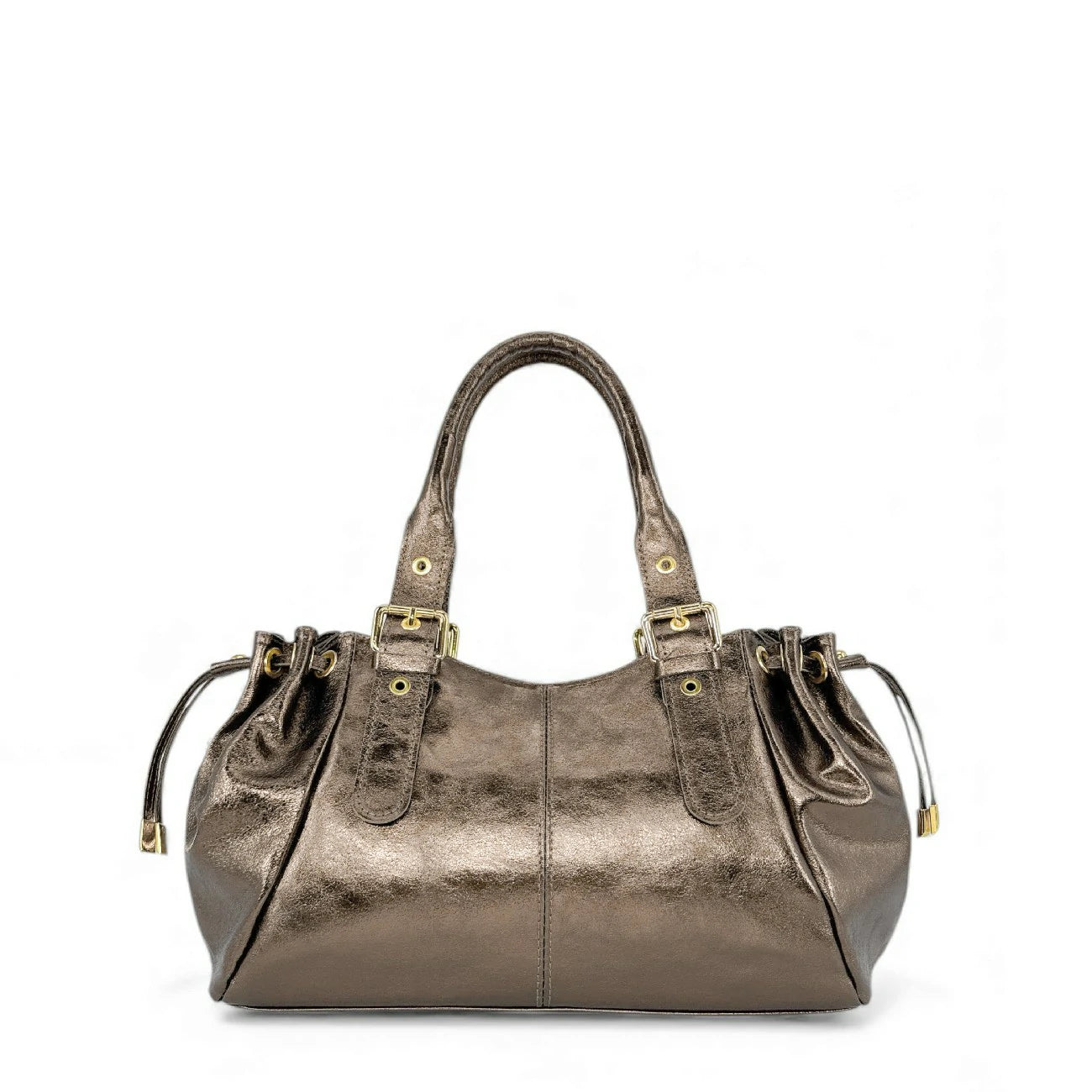 Sac bowling en cuir métallisé PRINCESSE GLOW Champagne