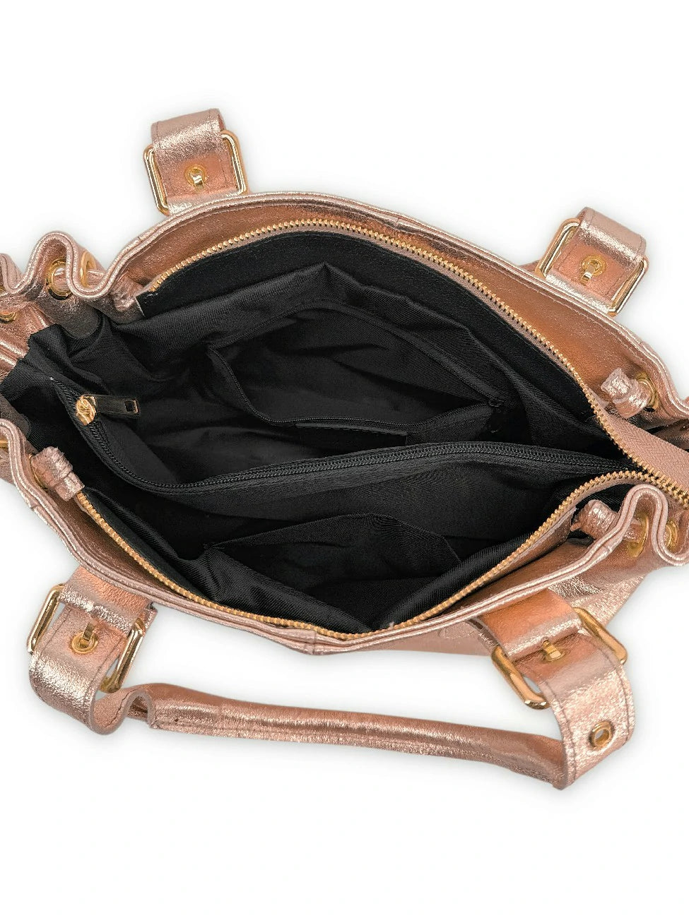 Borsa bowling in pelle metallizzata PRINCESSE GLOW rose gold