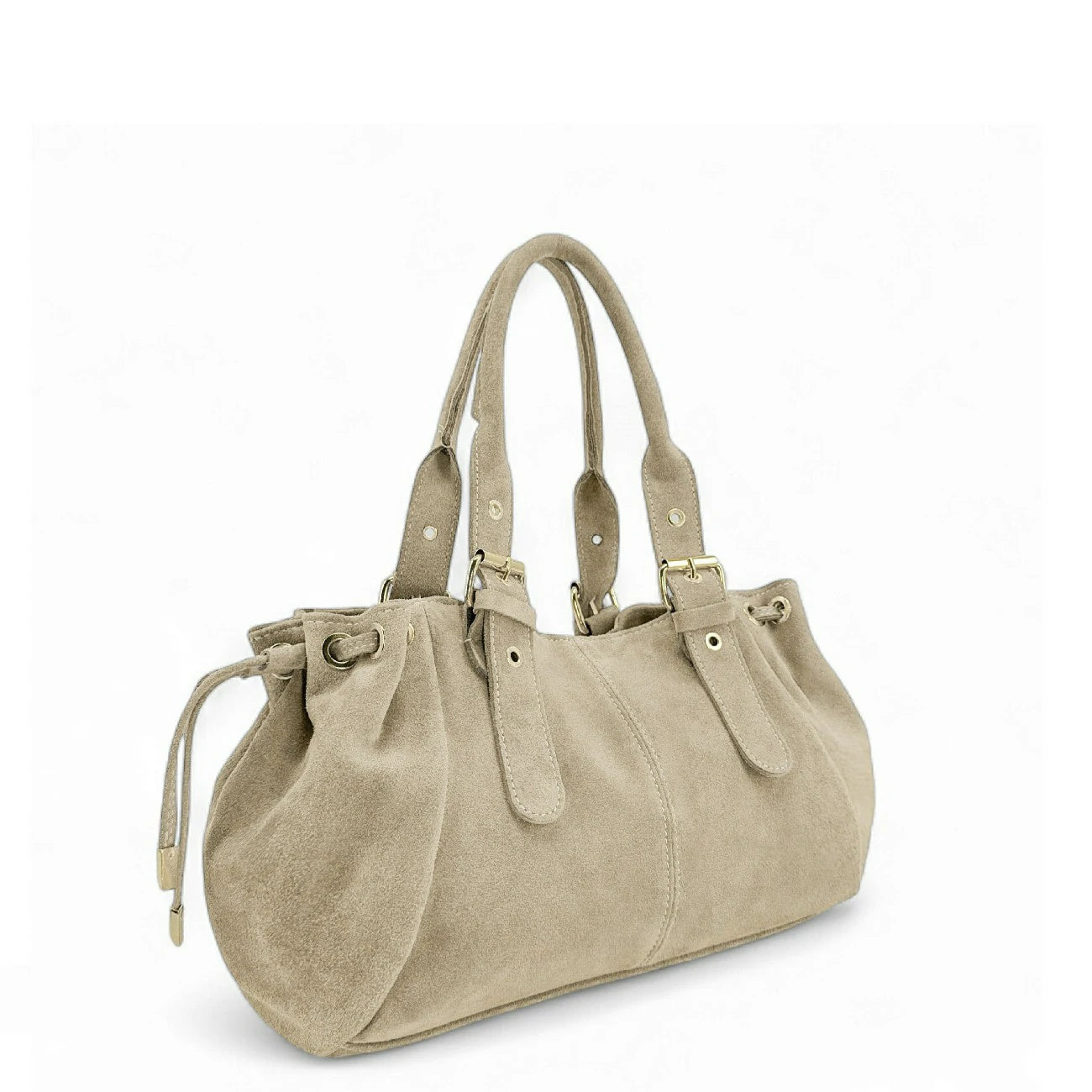 Sac bowling en daim PRINCESSE SUEDE Beige crème