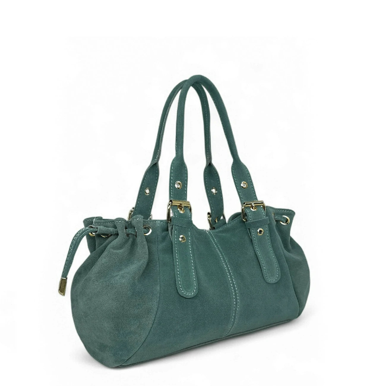 Sac bowling en daim PRINCESSE SUEDE Bleu vert canard