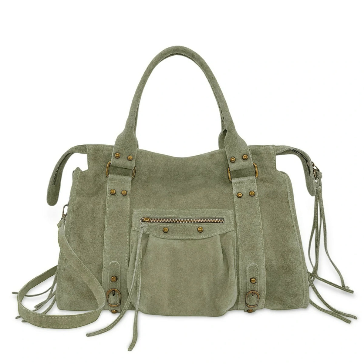 STORM SUEDE suede handbag, Matcha latte