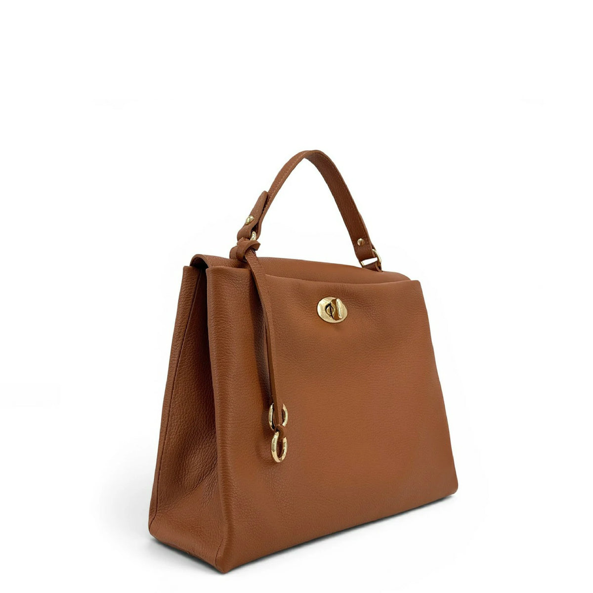 Handtasche aus genarbtem Leder CHELSEA Dunkelcamel
